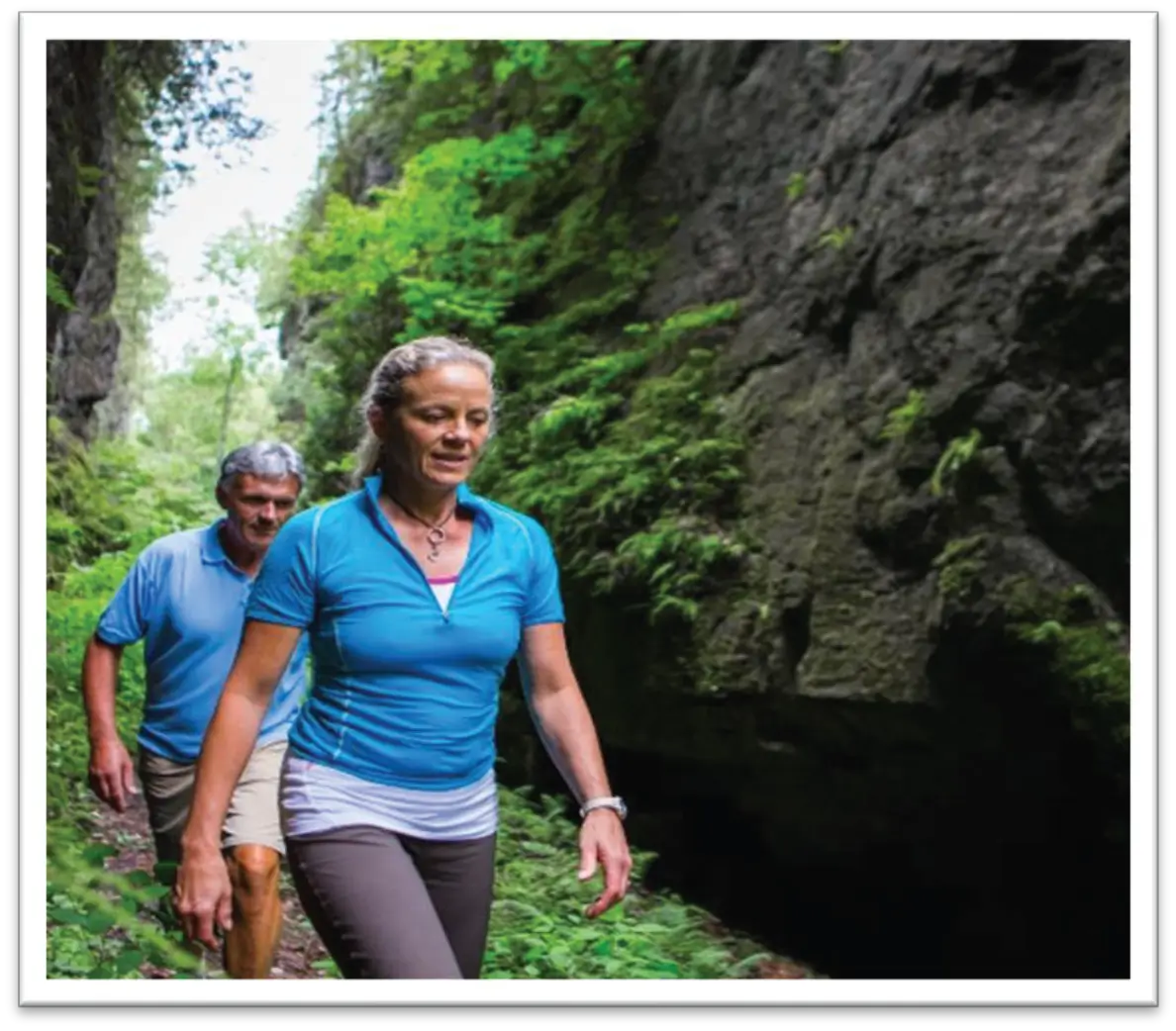 Couple Hiking through the woods